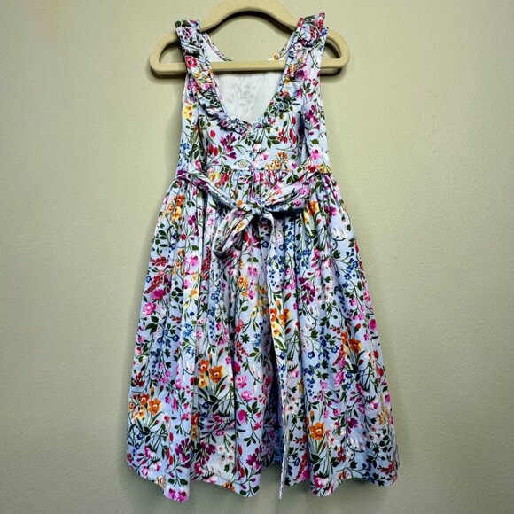 OSCAR DE LA RENTA Floral Dress Girls 5 Cotton Ruffle Neck Spring Summer Flowers - Picture 2 of 8